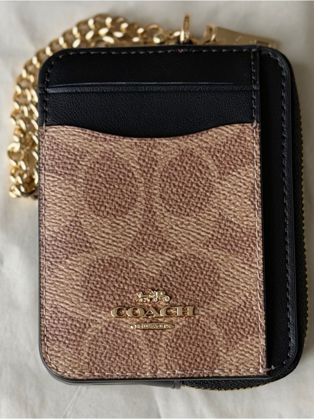 NWT-Coach Zip Card Case In Signature Canvas - Picture 2 of 11